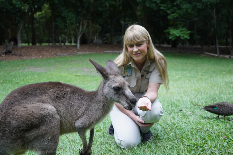 Terri Irwin with a Kangaroo